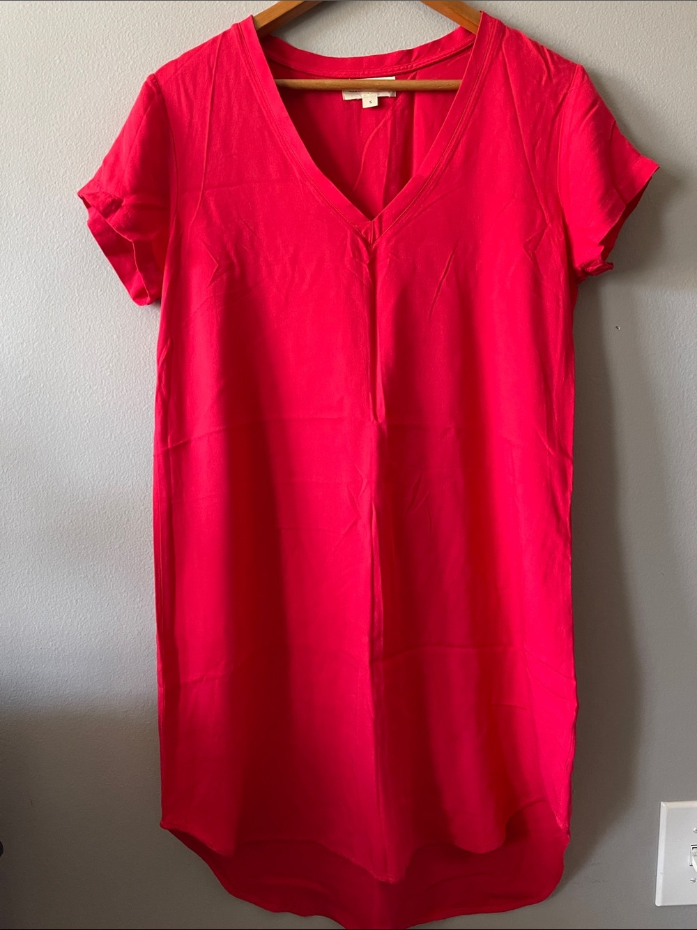 cloth & stone cotton red V-Neck Shift Dress